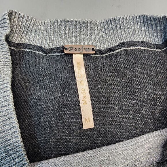 Poof Sweater Women's M Elbow Pads Two Tone Grey And Black Shoulder Buttons - Picture 4 of 8